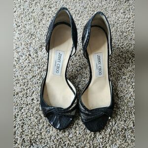 Jimmy Choo snakeskin lace heel sandals size 36.5